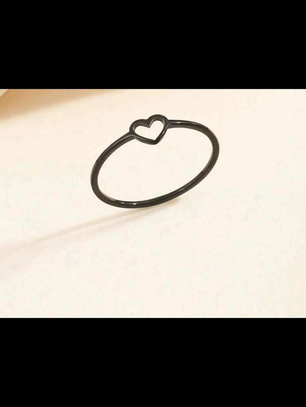 Black Heart Outline Ring - Women Jewelry